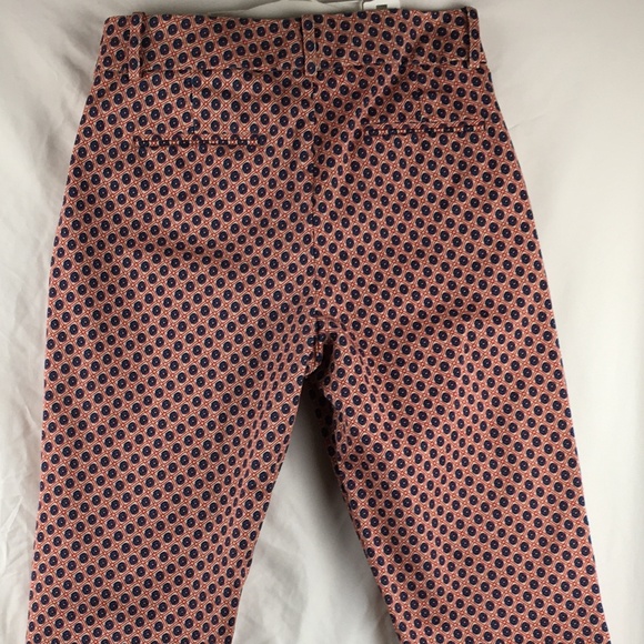 J Crew Pant Cafe Capri Red Blue Micro Floral Print - Picture 10 of 11